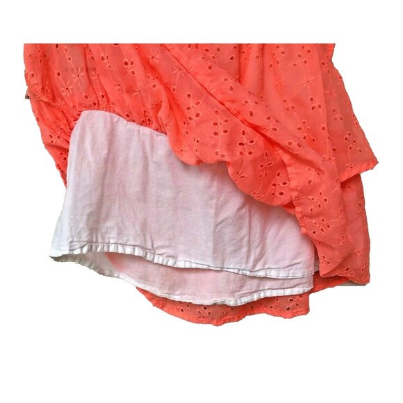 Juicy Couture Little Girls Eyelet Dress 3T Lined Peach‎ Papaya Coral Logo Ruffle - Picture 4 of 7